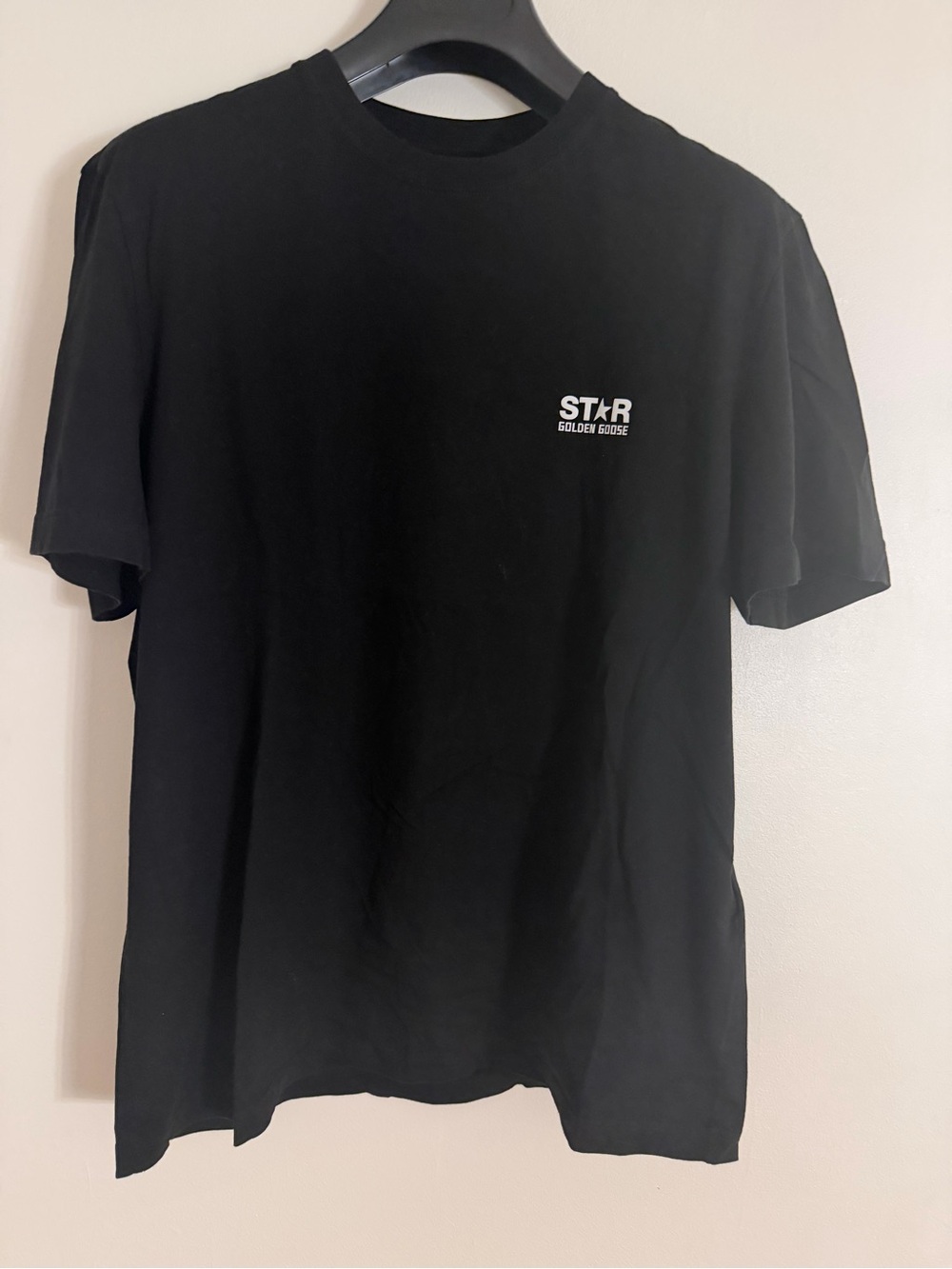 Golden Goose Black Crewneck T-Shirt with White STAR Logo